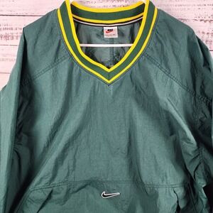 Nike Vintage 90s Center Swoosh Pullover Windbreaker Jacket XXL Green Yellow